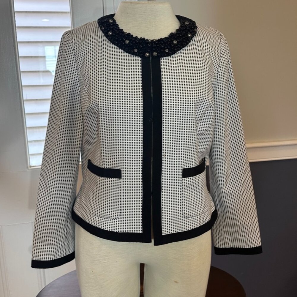 Etcetera Black and White Plaid Blazer